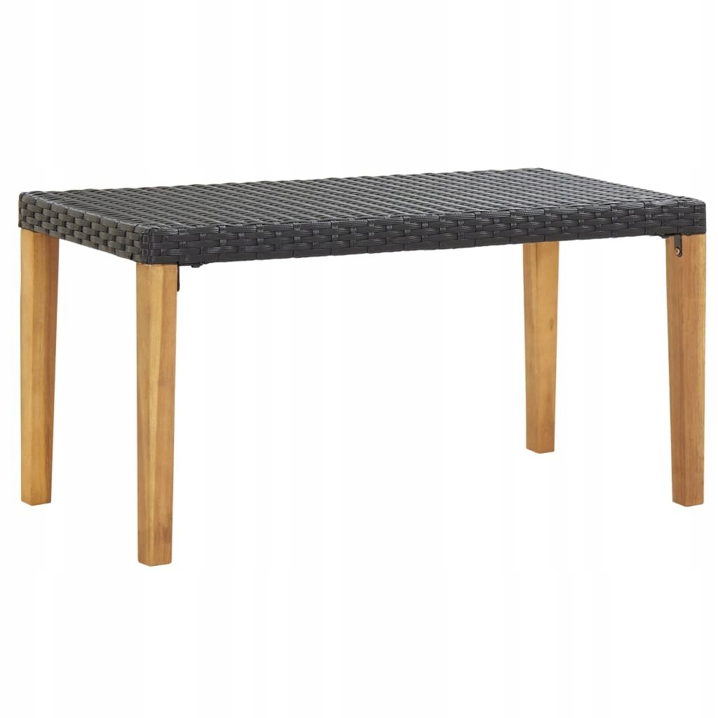 Zahradní lavice, 120 cm, černá, polyratan a akátové dřevo