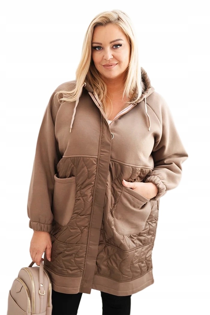 Dámská prošívaná mikina s Mikina pro větší velikosti s kapucí velkými kapsami Fango