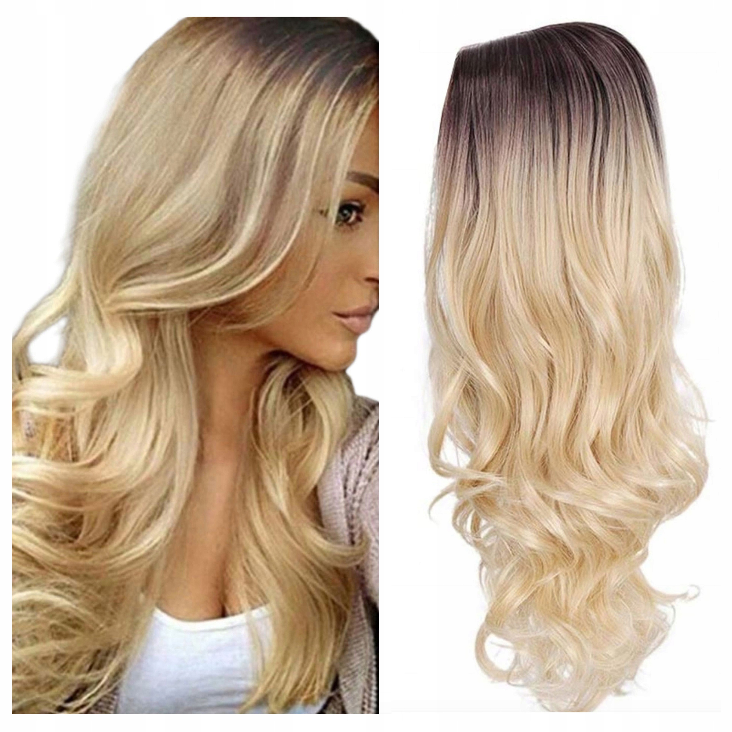 

Peruka sombre Fale długa Blond ombre czepek