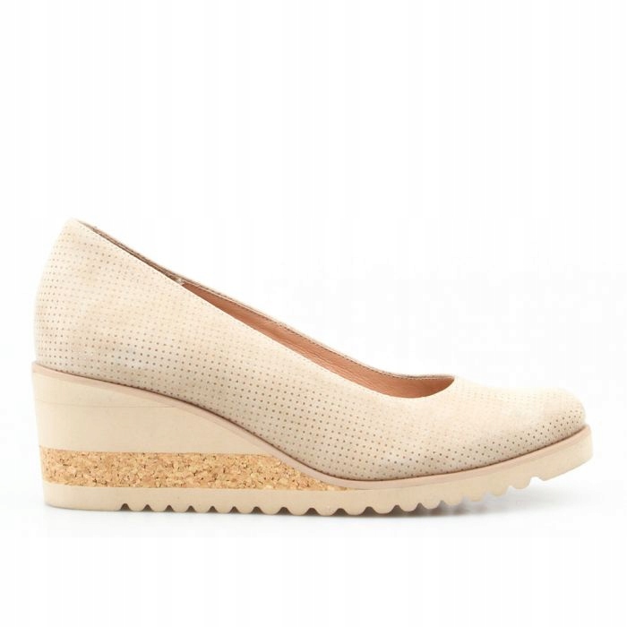 Béžové Kožené Kotníkové Baleríny Sempre Vzor 40