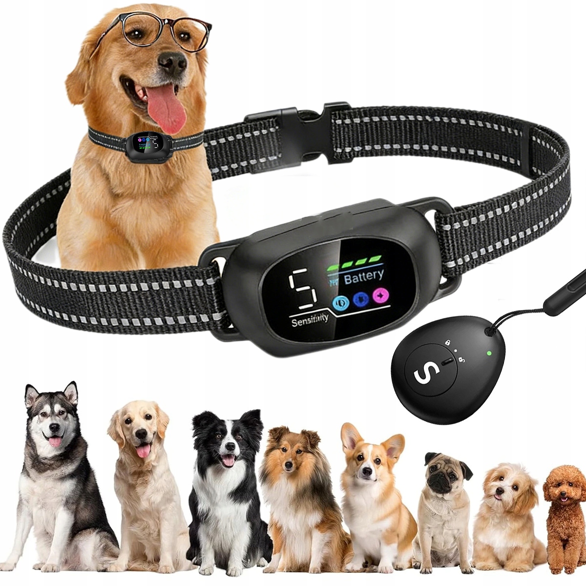 Levně Elektrický Výcvikový Obojek Pro Psa Protištěkací Obojek 2V1 S Pilotem 6TRB