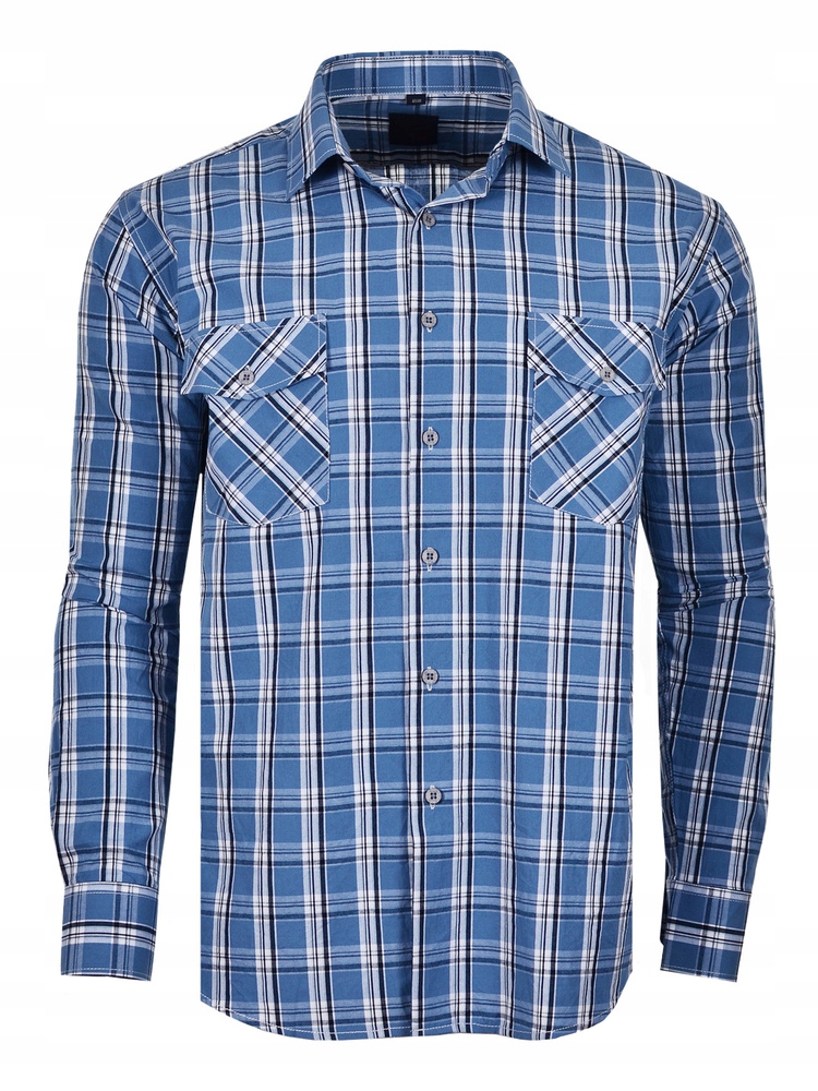 48/49 Košile Kostkovaná Modrá Dlouhá Velká