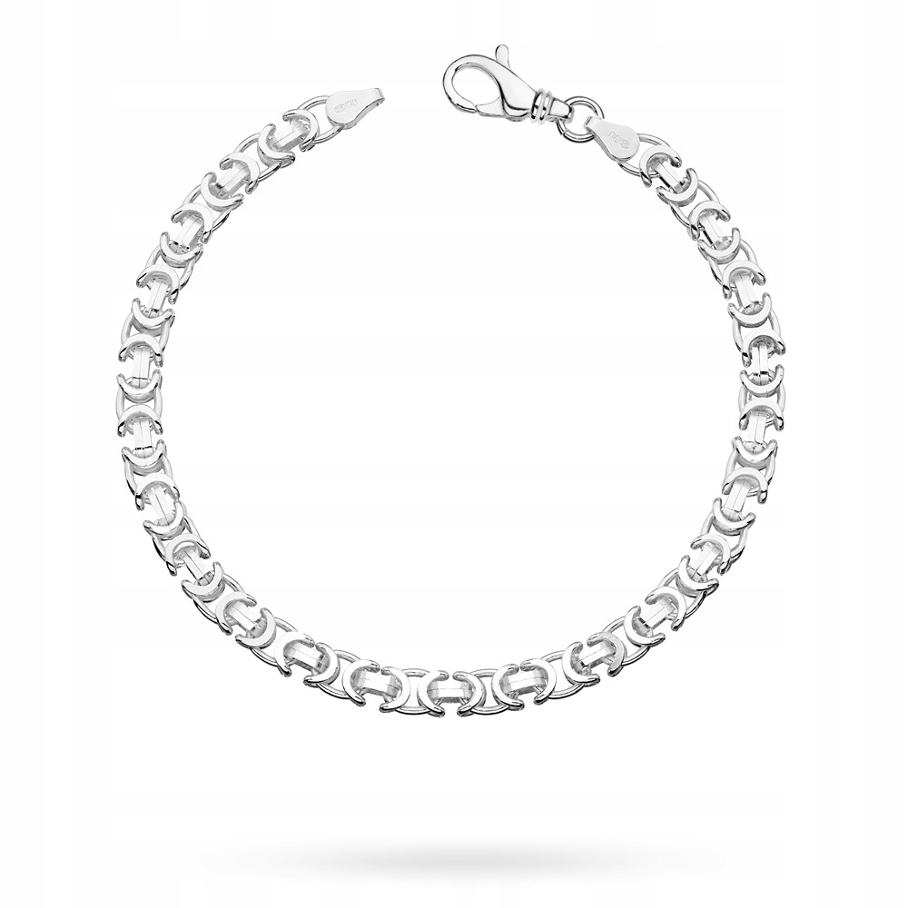 Stříbrný pánský náramek ryzost 925 Široký královský úplet 20 cm Krabička