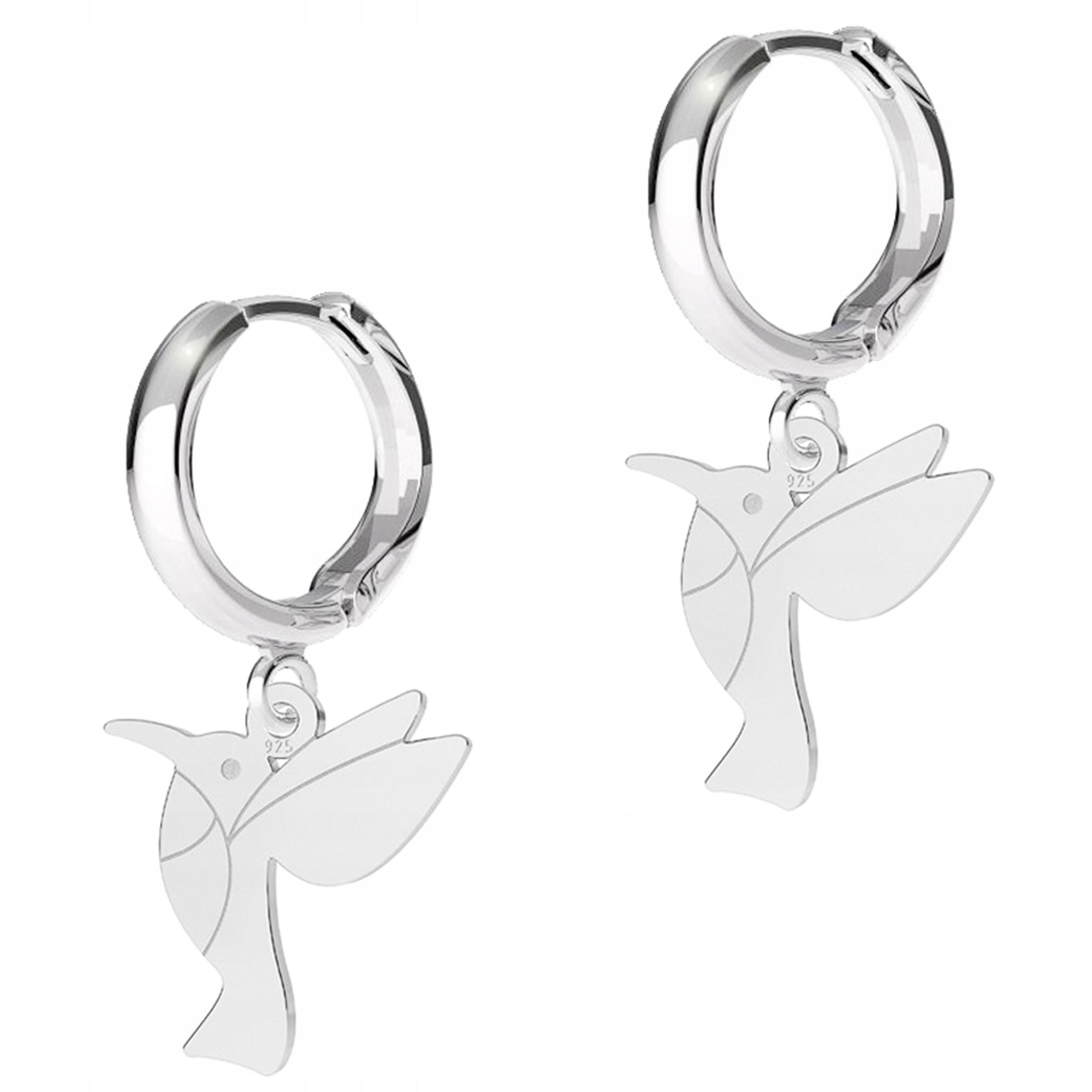 Stříbrné Náušnice Pták Kolibřík s ptáky Zvířaty Kolibříky Stříbro 925