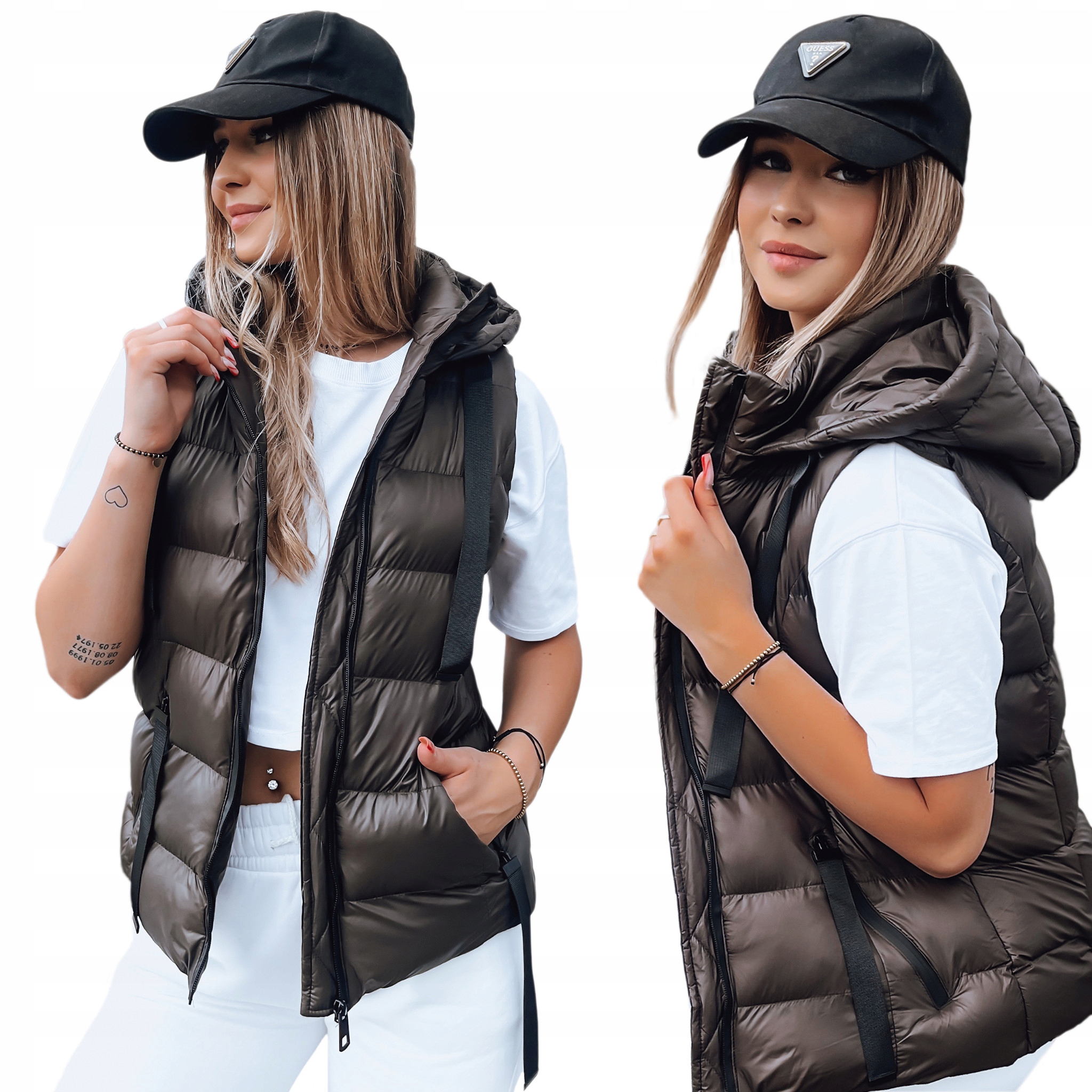 PIKOWANA KAMIZELKA DAMSKA Z KAPTUREM roz. XL