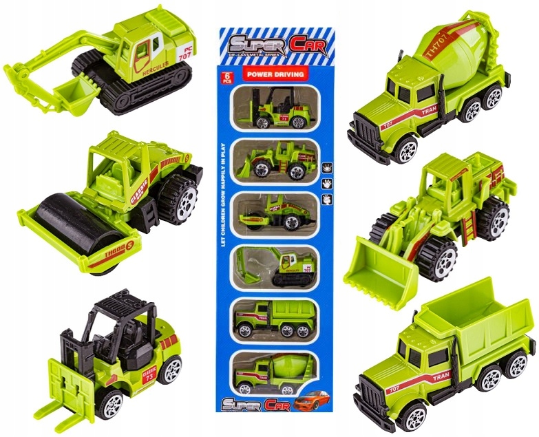 

Zestaw Autek 6 samochodziki Budowlane resorak auto