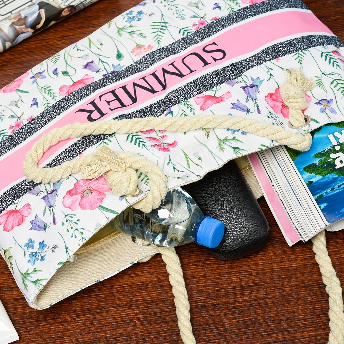 TORBA DAMSKA NA RAMIĘ NA PLAŻĘ LATO PLAŻOWA DUŻA POJEMNA Kolor biały