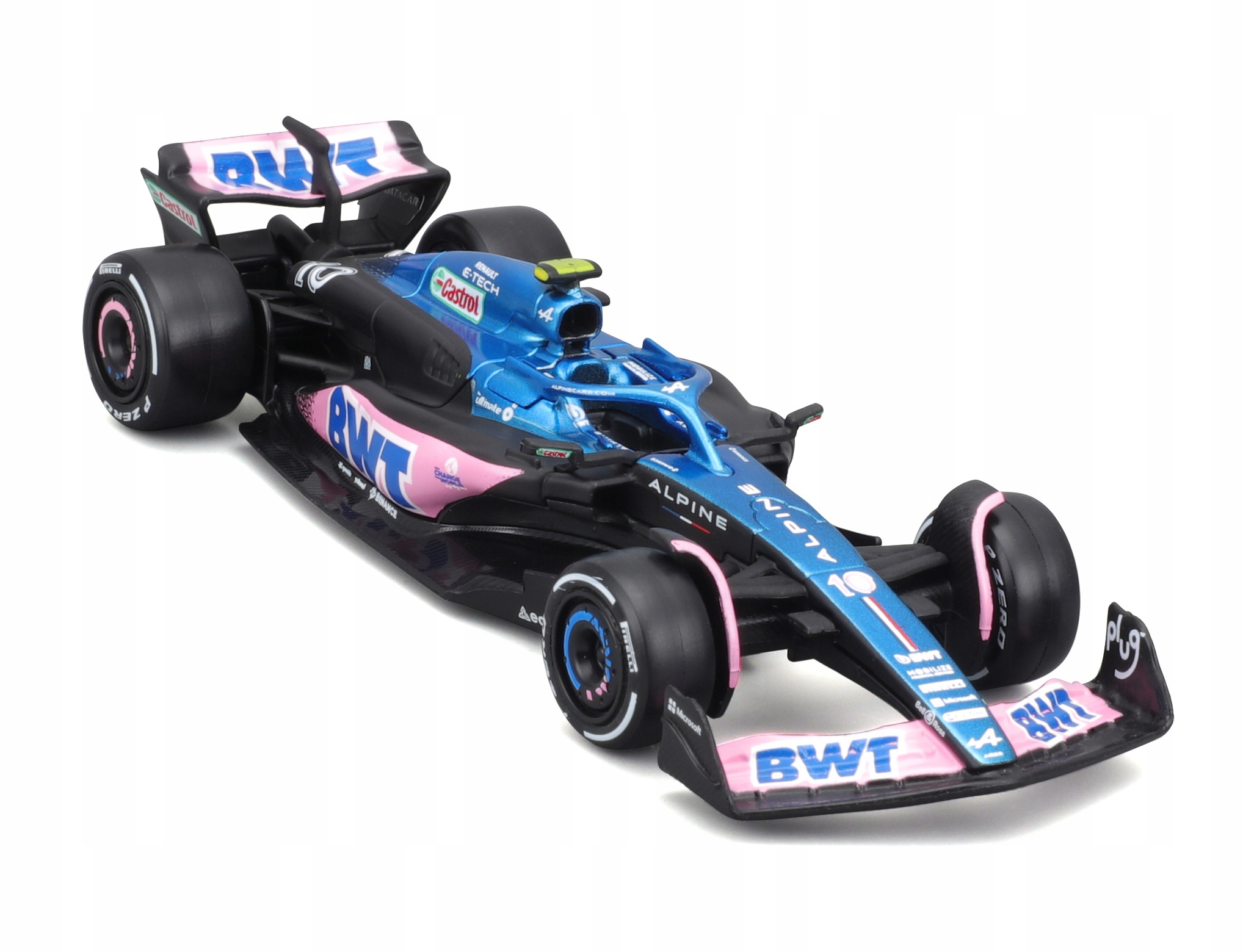 BOLID F1 BWT Alpine Team A523 2023 Pierre Gasly 1:43 model BBURAGO 18-38072 Efekty brak