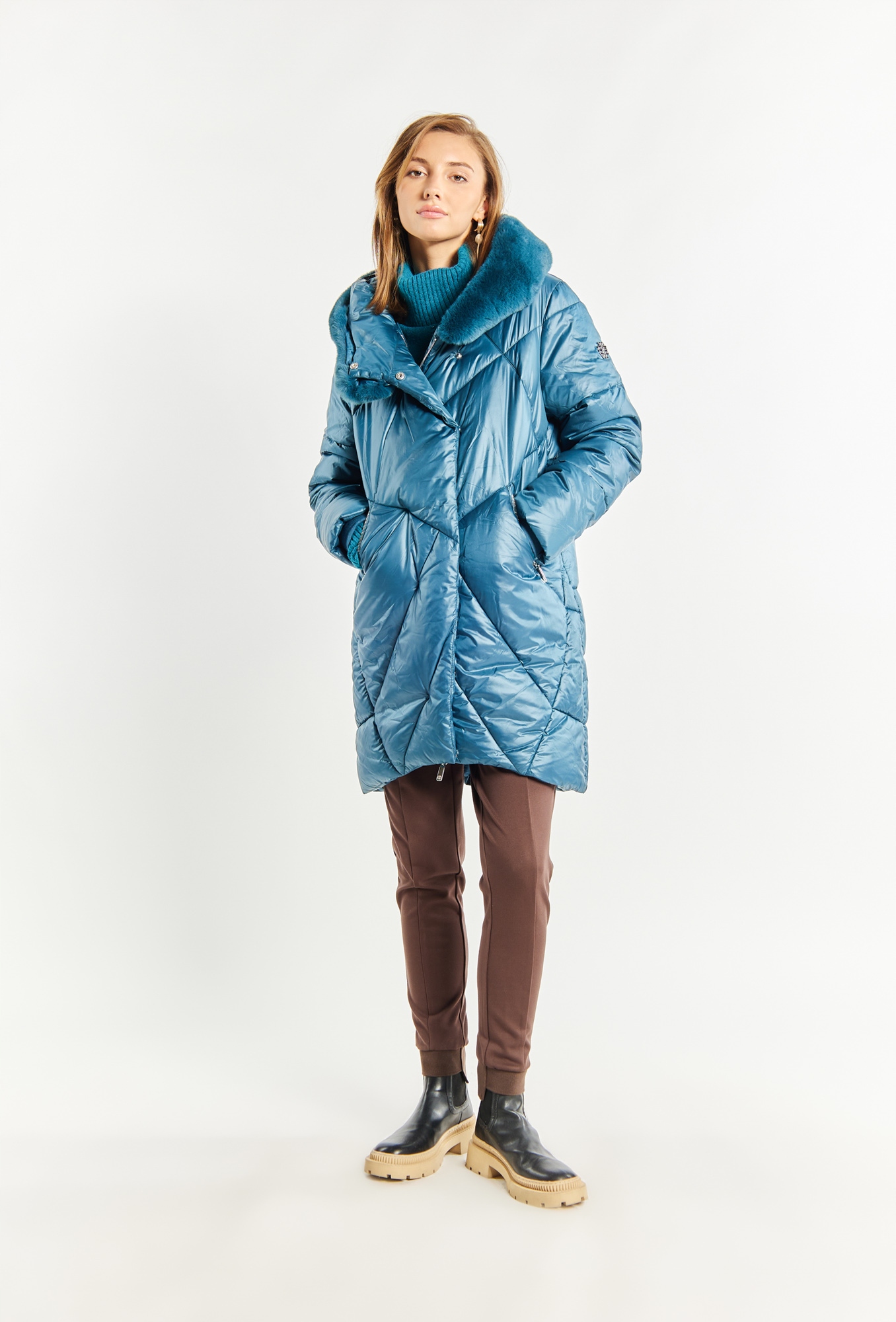 Monnari Pikowany płaszcz damski 38