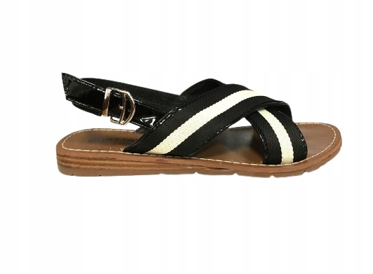 CHATTAWAK CZARNE SANDAŁY Z PASKAMI I ZAPIĘCIEM NA SPRZĄCZKĘ 39 1J1A
