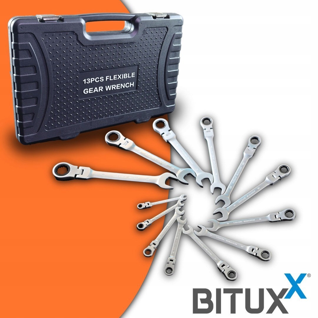 Sada plochých kľúčov s račňou, 13 prvkov BituX