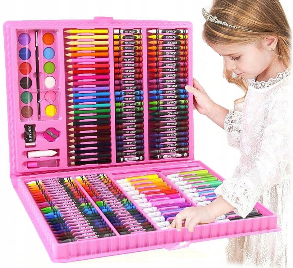 ZESTAW ARTYSTYCZNY DO MALOWANIA 168 ELEMENTÓW DLA DZIECKA + WALIZKA