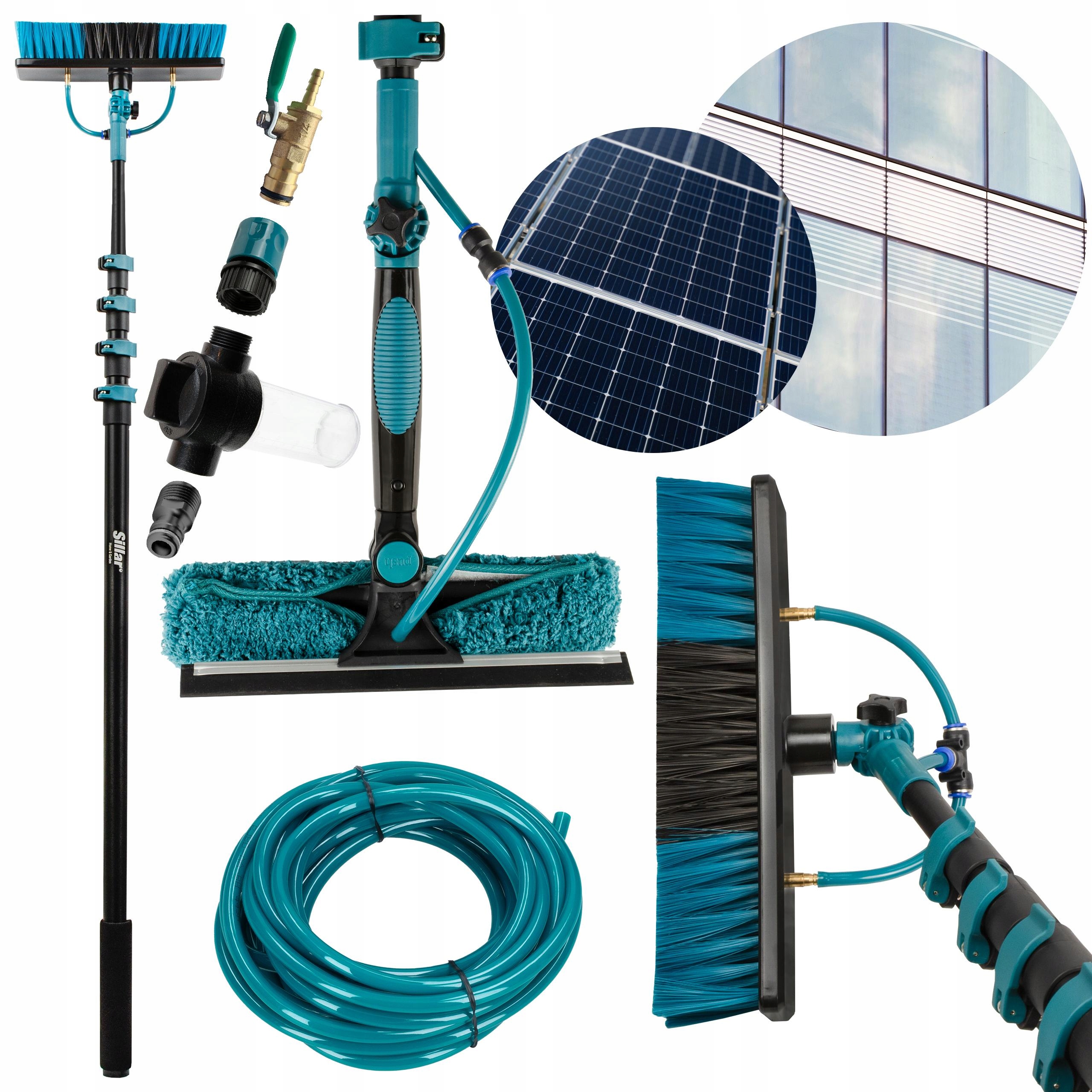 Szczotka teleskopowa na złączkę z systemem podawania wody do mycia 4,6m