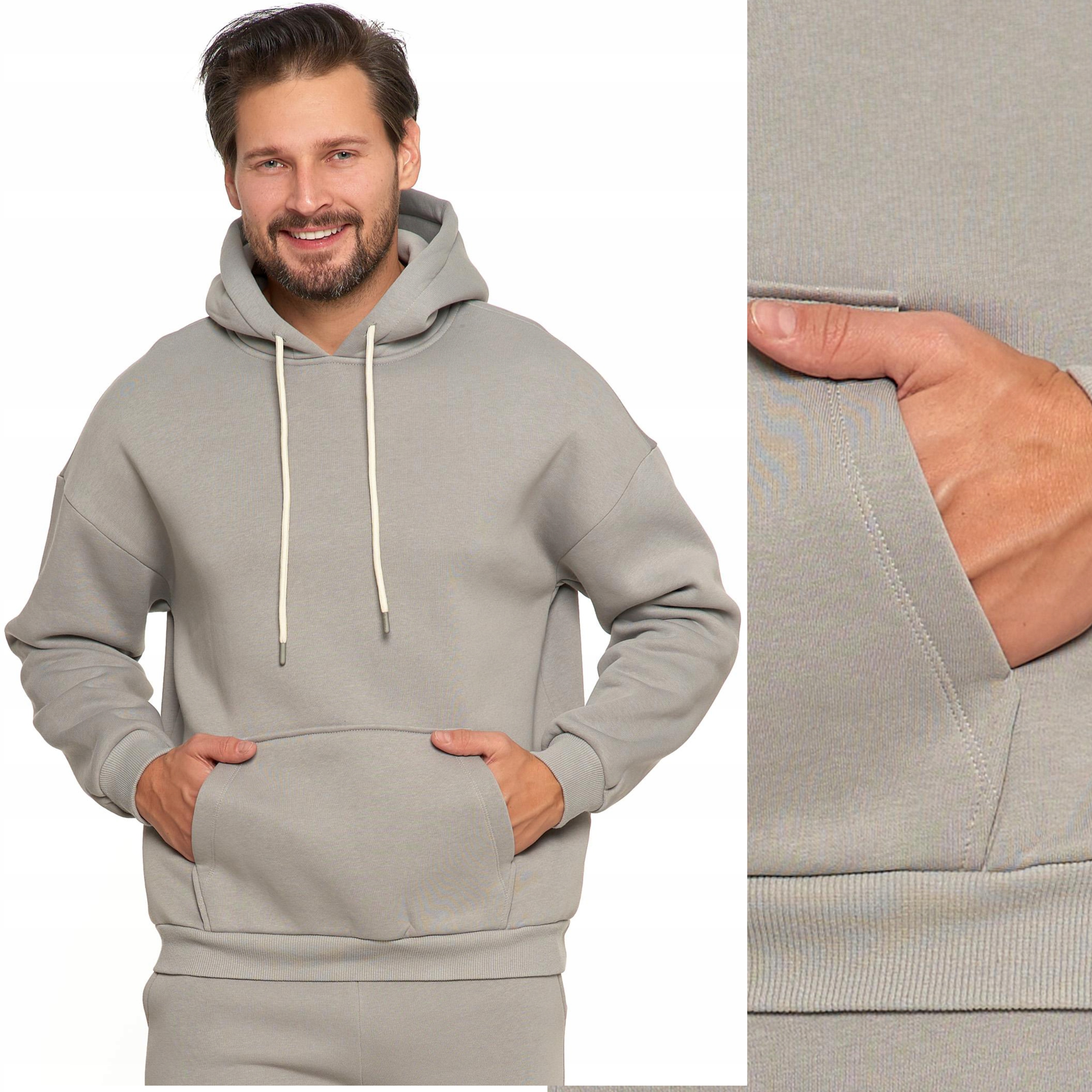 pánská mikina s kapucí Oversize bavlněná zateplená Moraj L