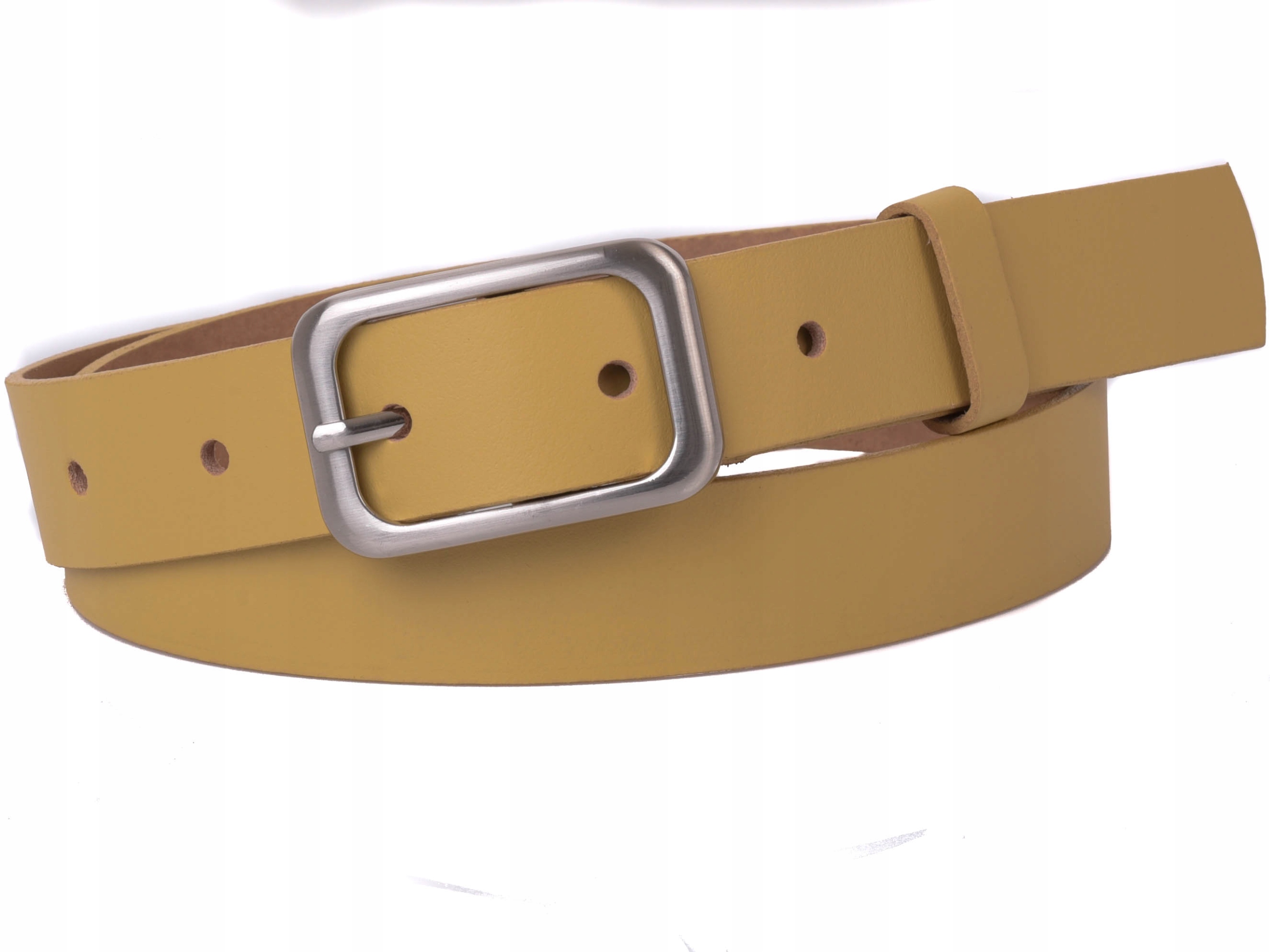 

Damski Skórzany pasek 3cm Żółty |80obw
