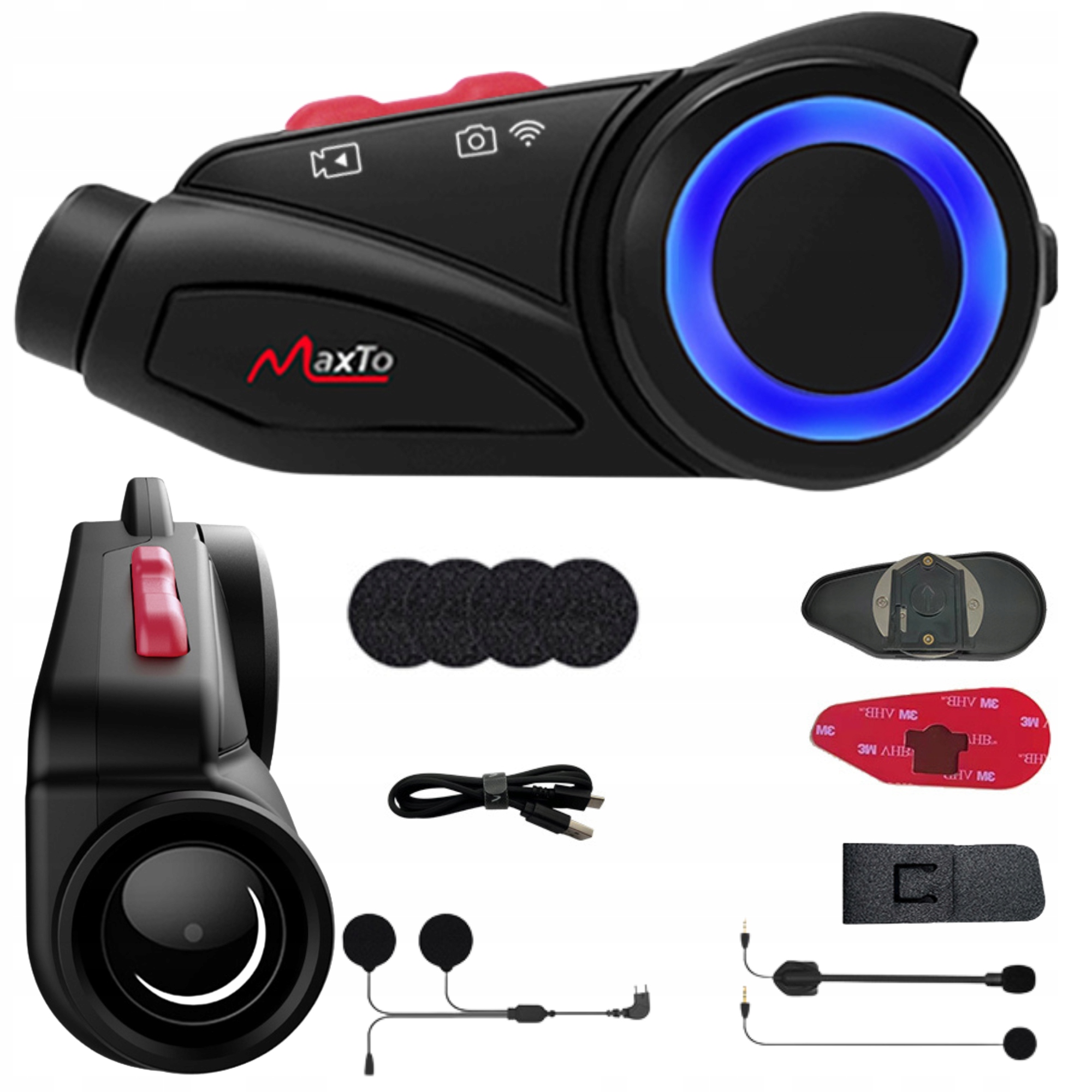 Interkom motocyklowy MaxTo M3S z rejestratorem jazdy Bluetooth
