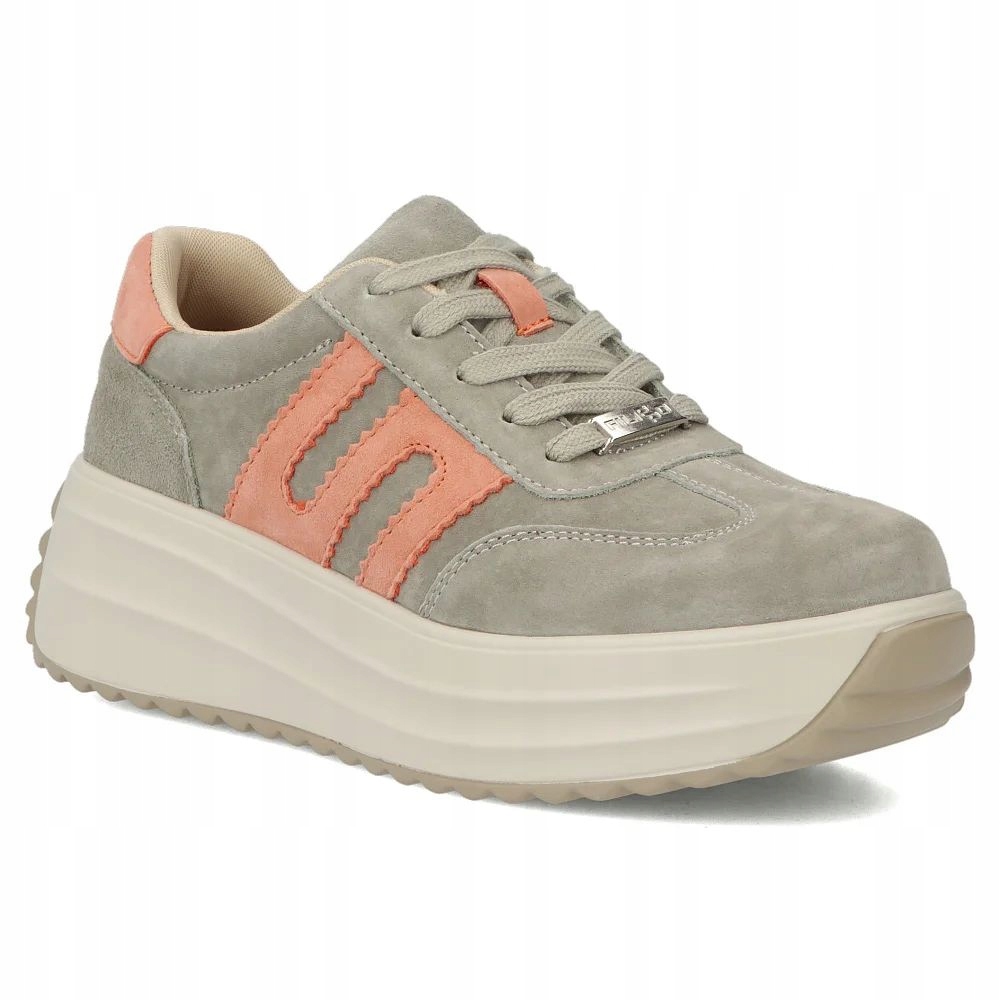 Skórzane półbuty sportowe na platformie Zamszowe sneakersy Filippo DP7516