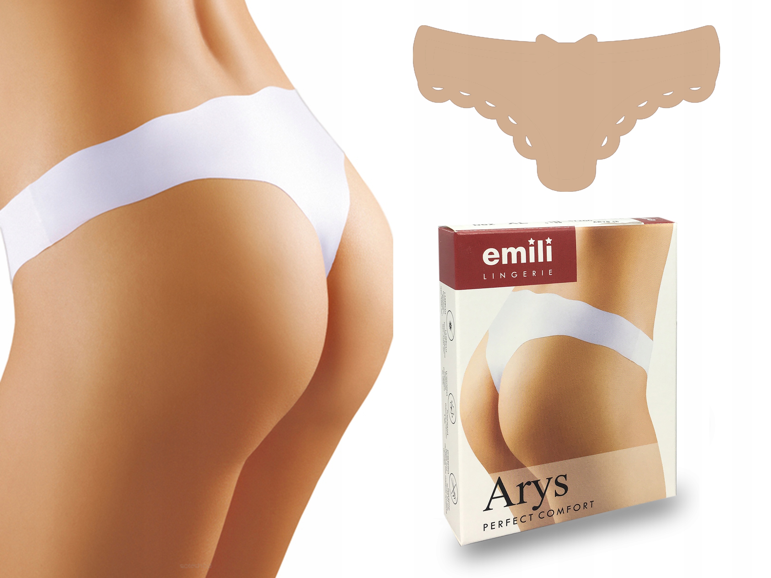 

Emili Arys Laserowo Cięte Stringi beżowy XL