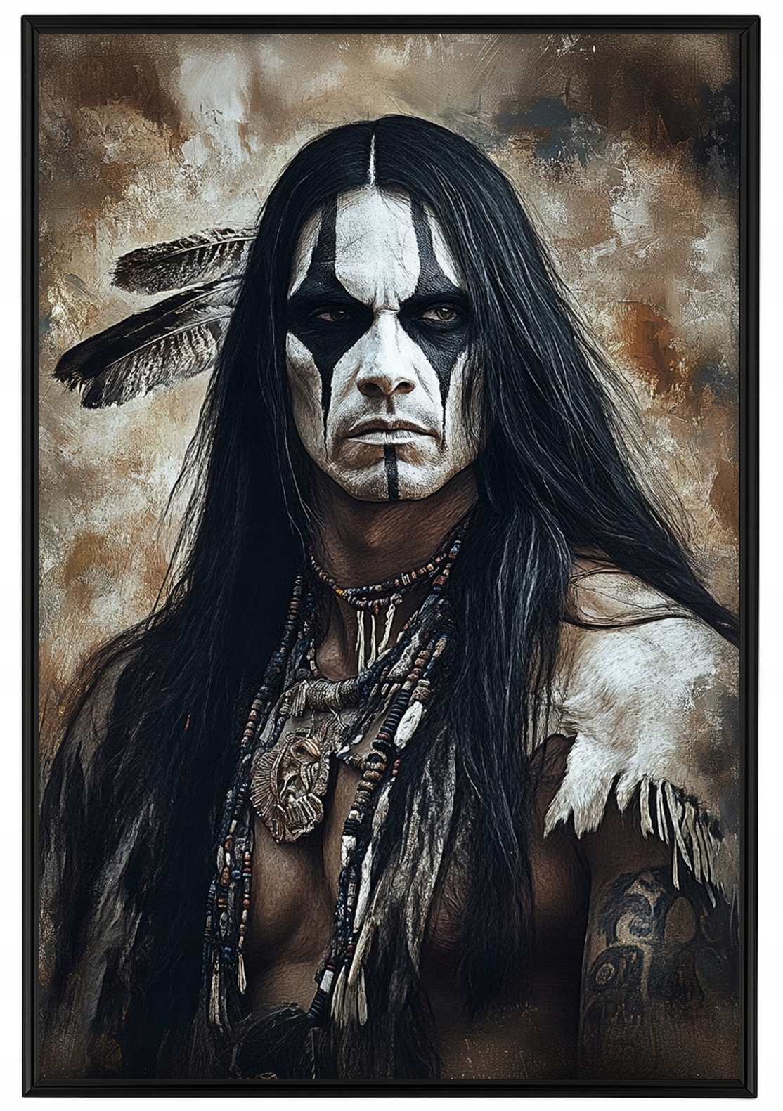 Plakát Rámeček Aluminium Postava Portrét Indián Bojovník Náčelník Etno 40x60