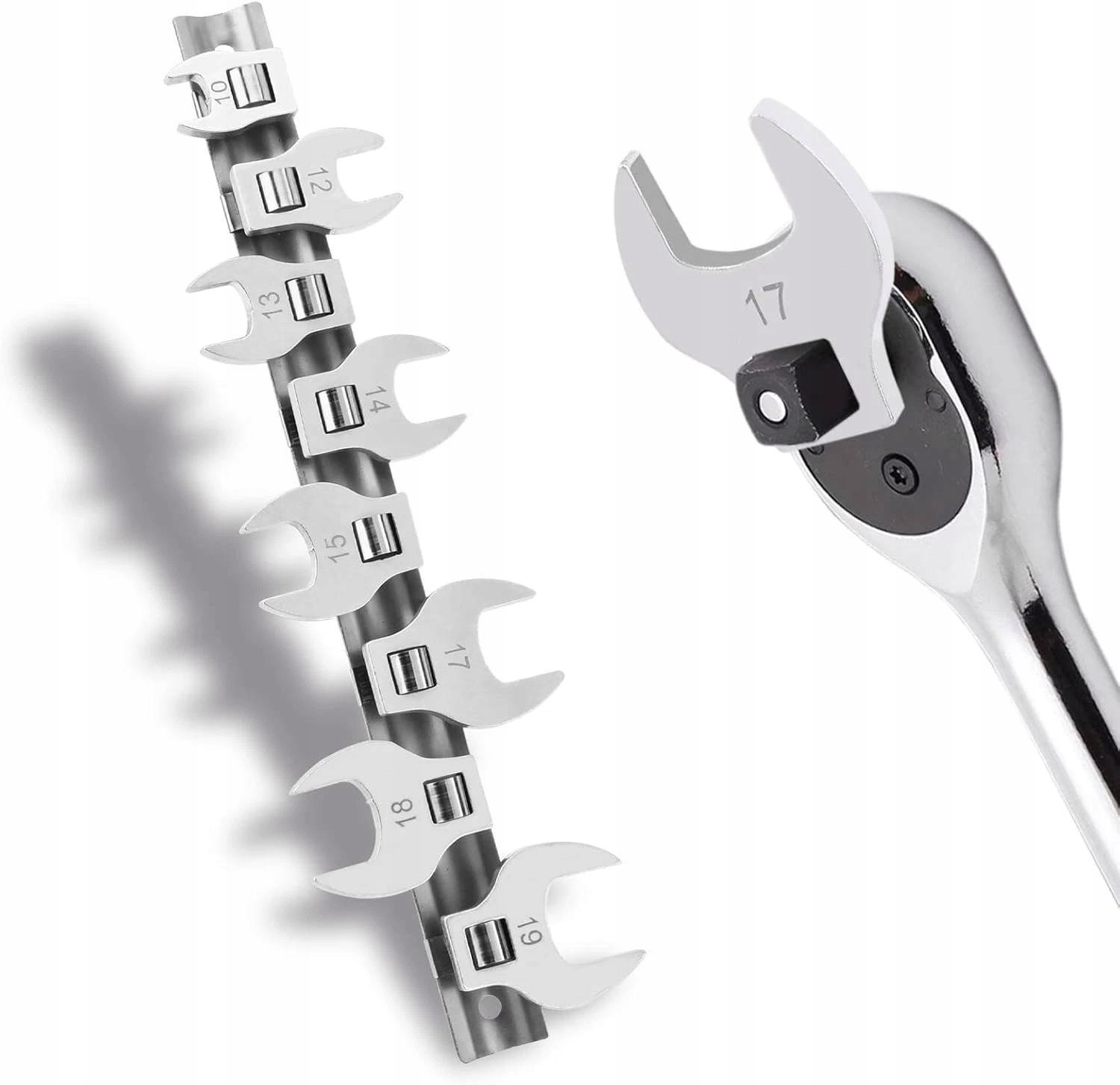 8 Szt Zestaw typu crowfoot kluczy z napędem 3/8" Praktyczne 10-19 mm