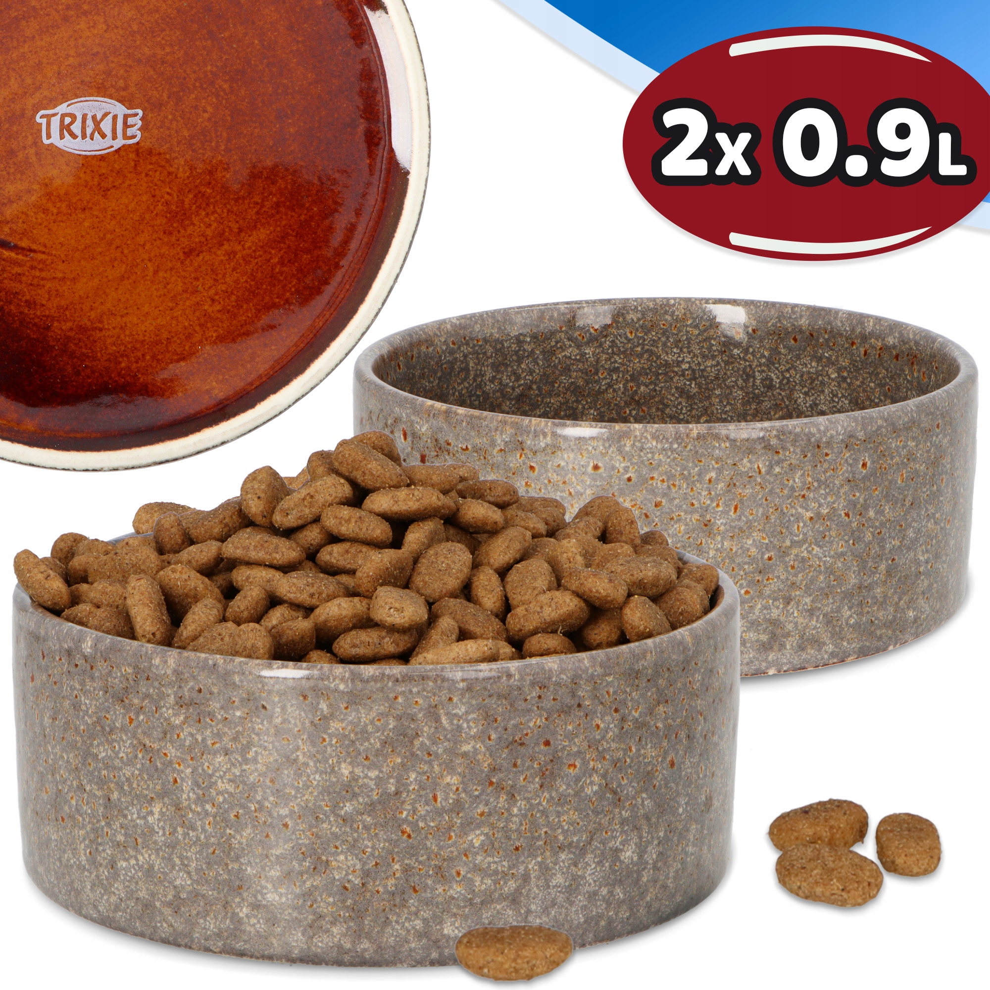 2x Miska pro Psa Štěňata 0,9 Velká miska Keramická Voda Kámen Ozdo 8K