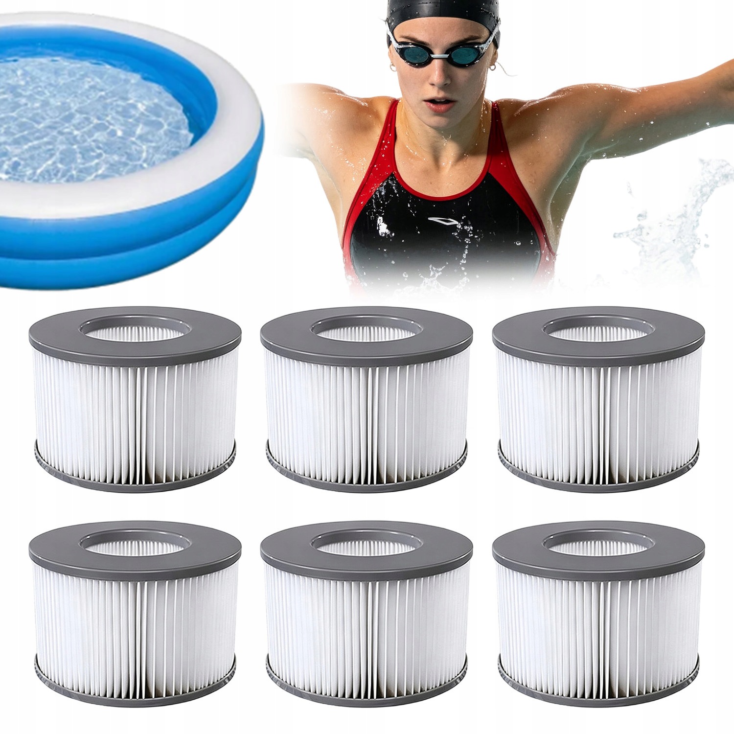 6 X Filtrační Vložky Do Bazénové Pumpy Zahradního Bazénu Vířivé Filtry
