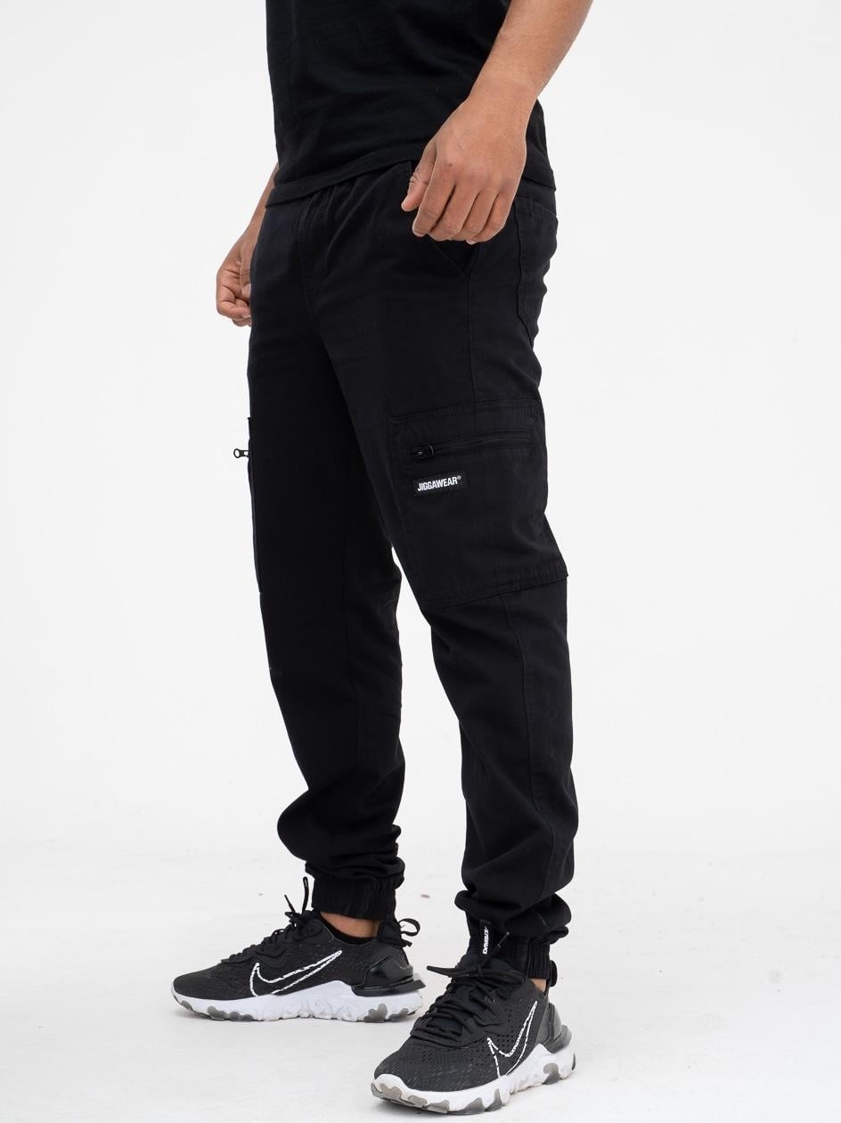 Spodnie Jigga Joggery Bojówki Chino Cargo Czarne m.6 roz. L