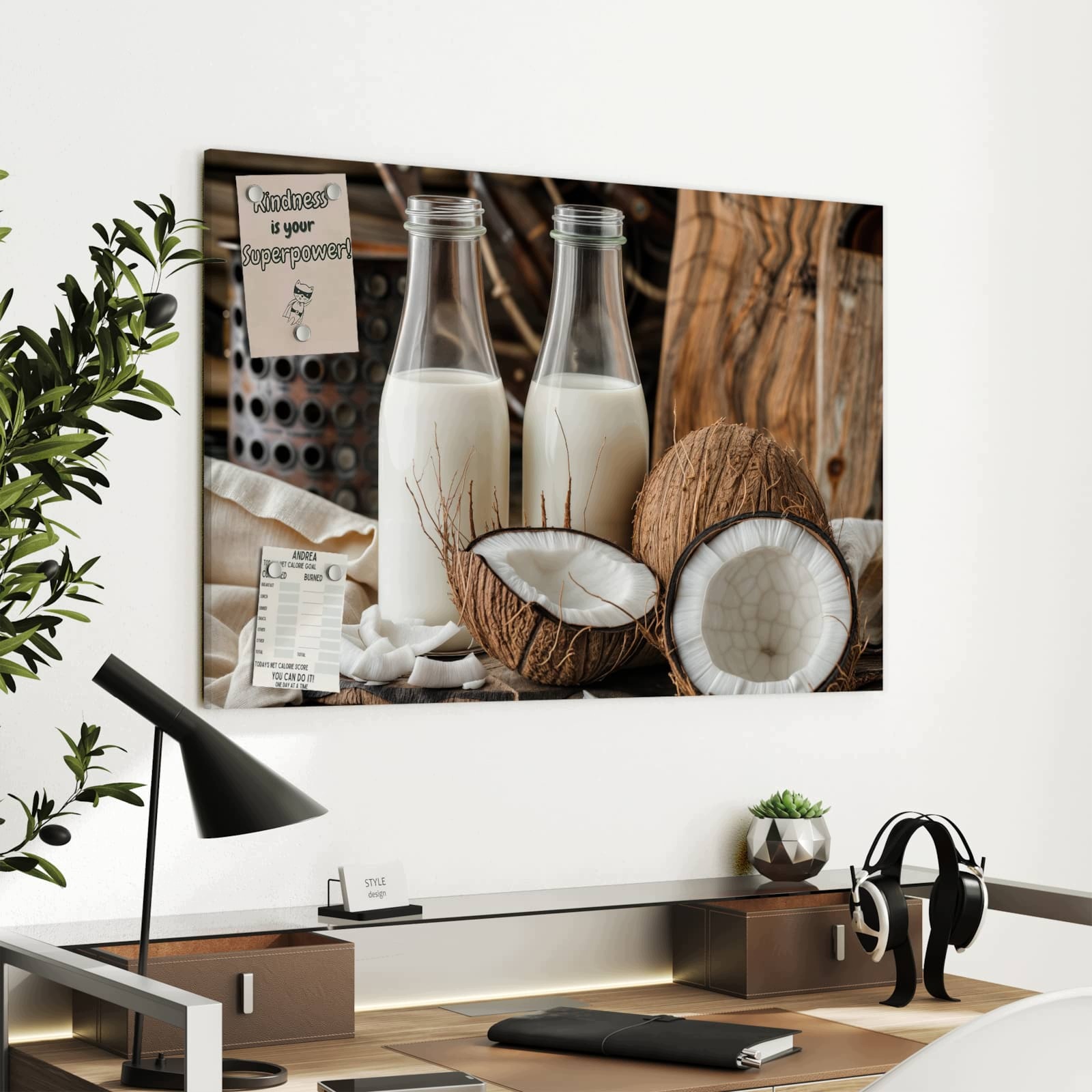 Magnetická tabule Pokrm s kokosu 90 × 60 cm