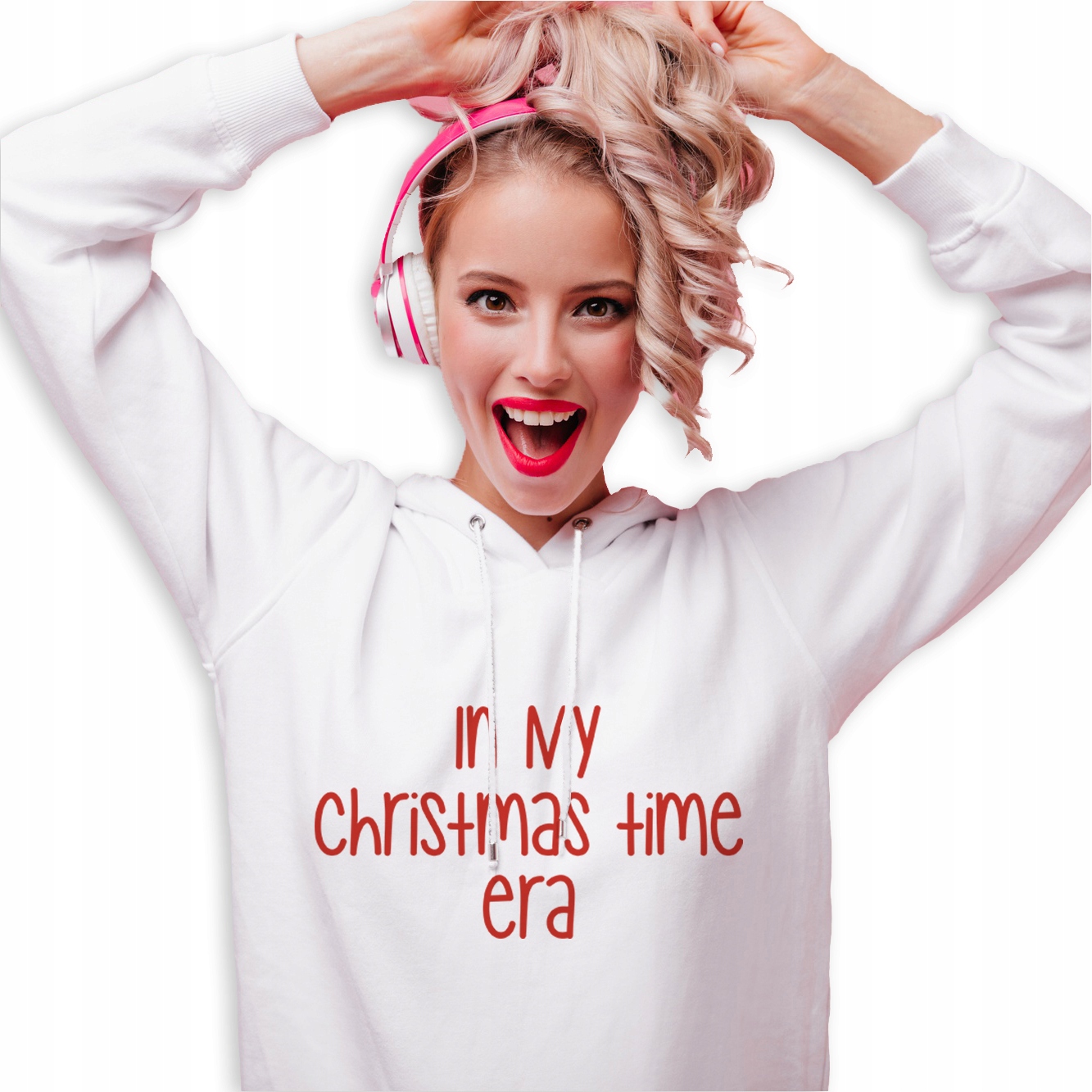 Mikina S Kapucí Bílá Vánoční mikina In My Christmas Time Era Vel M
