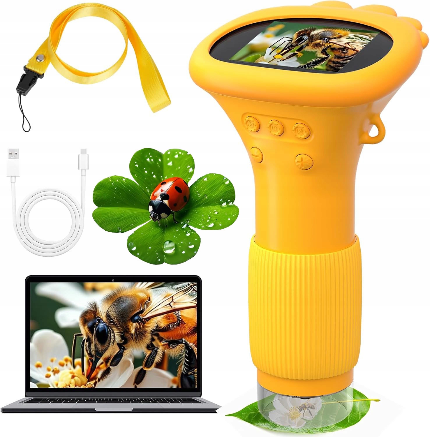 Mikroskop Cyfrowy Optyczny Kieszonkowy Dla Dzieci Led Przybliżenie