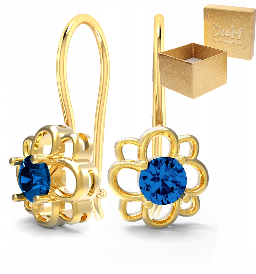 

Kolczyki Kwiatki Z Szafirami Rubinami Złoto 333