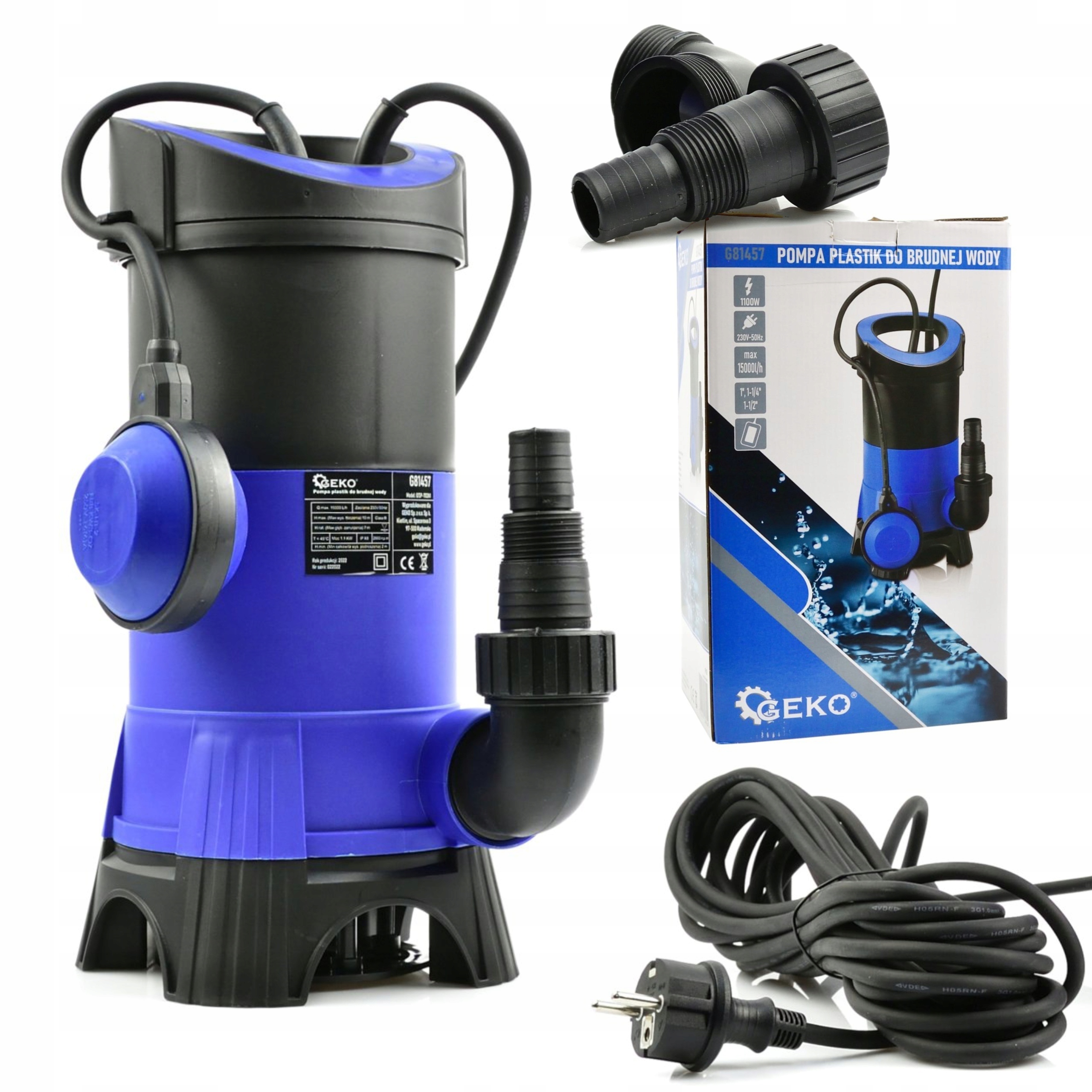 Geko Ponorná Pumpa Do Studne Na Čistú Špinavú Vodu Plavák 1100W G81457