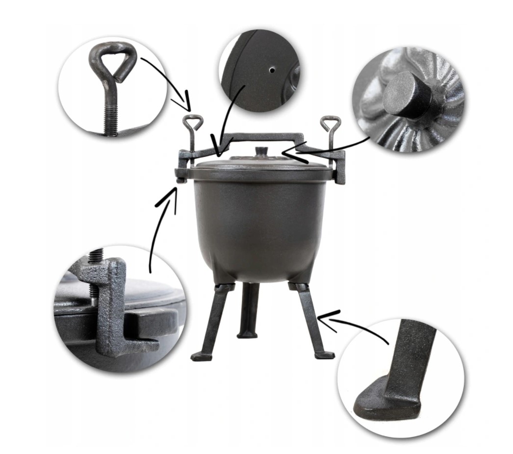 KOCIOŁEK ŻELIWNY EMALIOWANY GARNEK MYŚLIWSKI 10L Pojemność 10 l