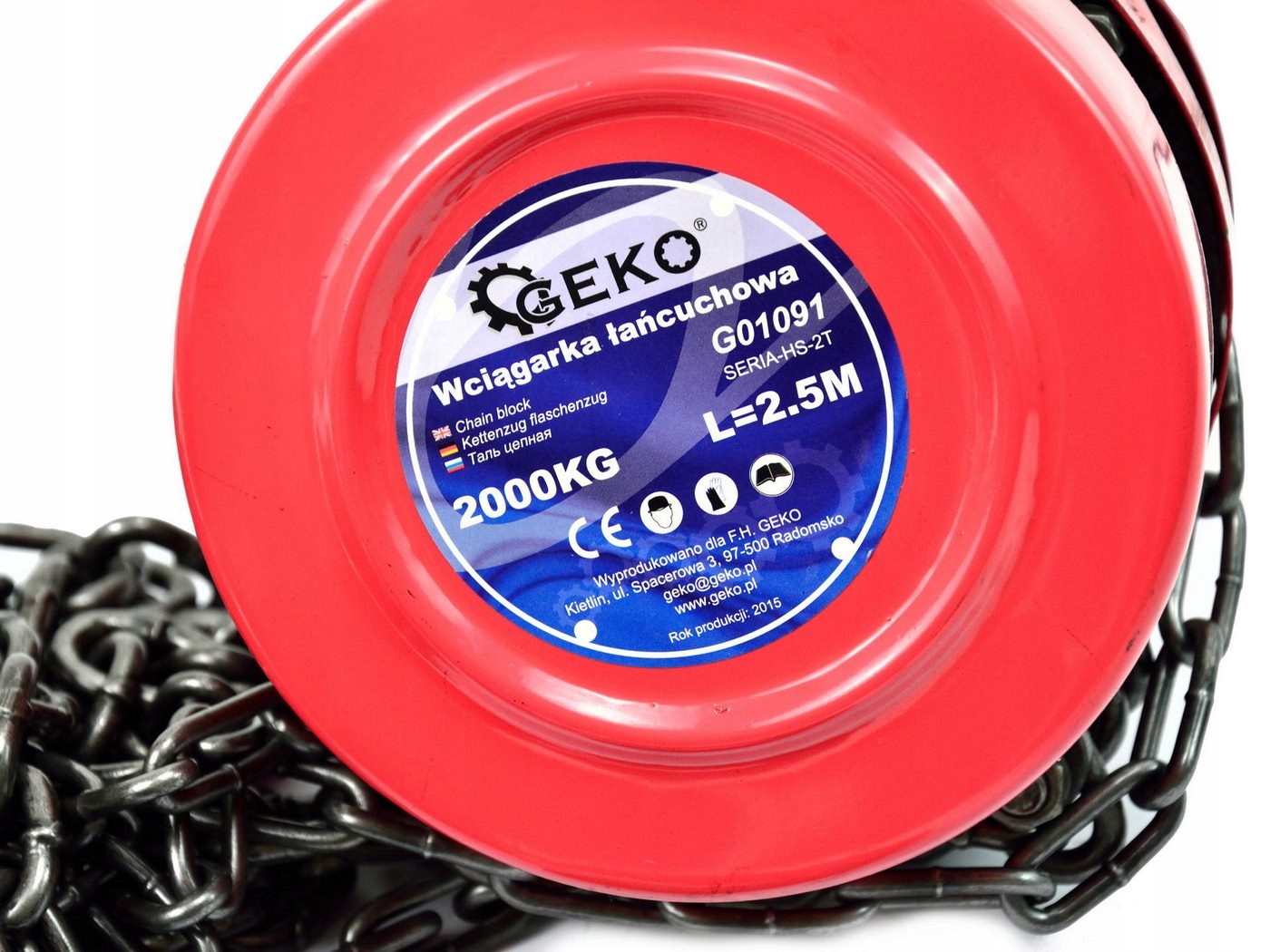 WCIĄGARKA Łańcuchowa WYCIĄGARKA Ręczna GEKO Udźwig do 2000kg Stal HARTOWANA Kod producenta G01091