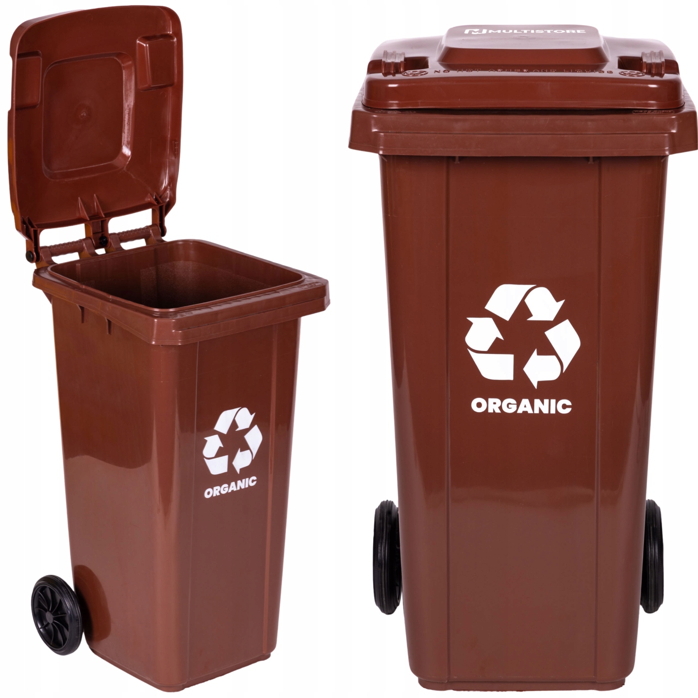Kosz Na Odpady Bio 120L Brązowy Pojemnik Kubeł Do Segregacji Odpadów