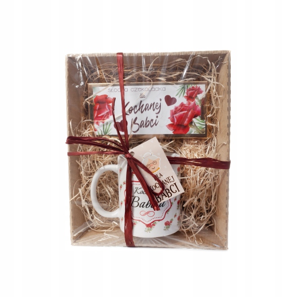 Levně dárková sada Pro Mou Milovanou Babičku Hrnek a čokoláda s motivem růže