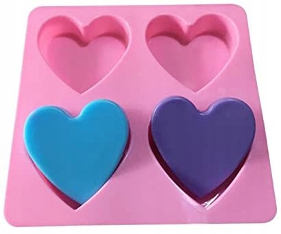 Forma Silikonowa Do Pieczenia Foremka 4x Serce Ciastka Serca Pudding MF-035