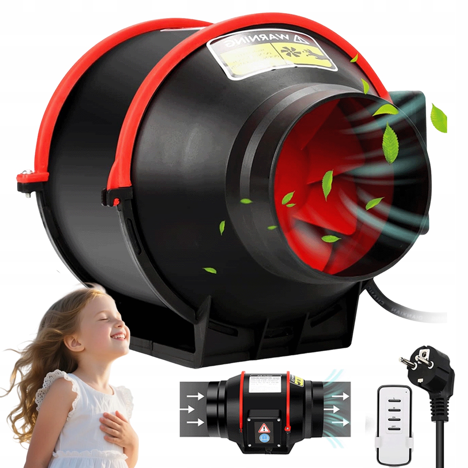 Kanálový ventilátor 100 mm Dálkové ovládání 40 W Energeticky úsporný