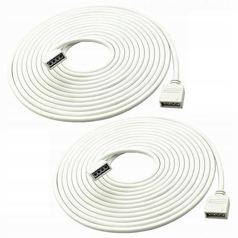 2X 4-BIEGUNOWY KABEL POŁĄCZENIOWY DO TAŚM ŚWIETLNYCH LED RGB 3M BIAŁY