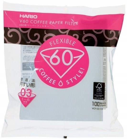 FILTRY PAPIEROWE HARIO V60-03 DO DRIPA 100 SZTUK