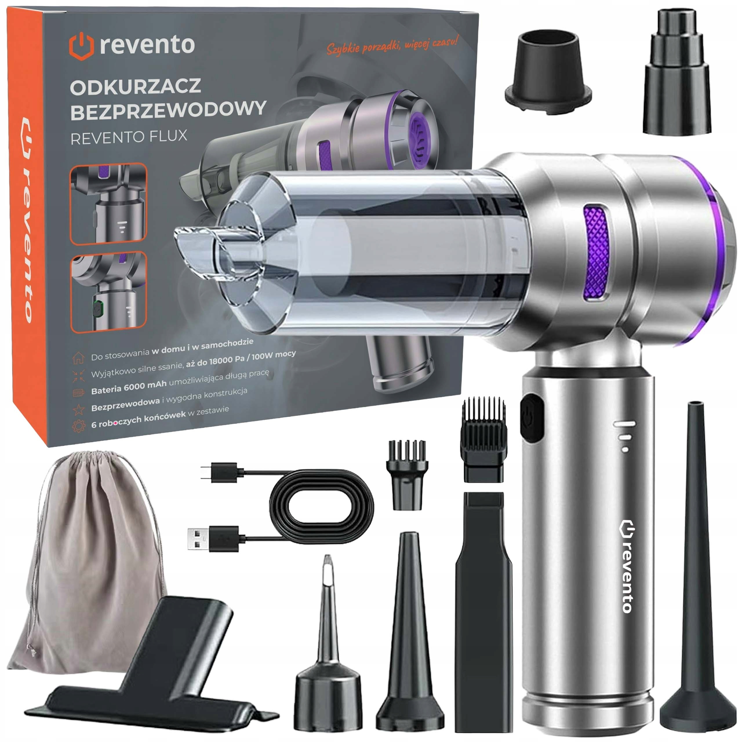 Vysavač Akumulátorový Bezdrátový Do Auta Ruční Výkonný 9 Nástavců