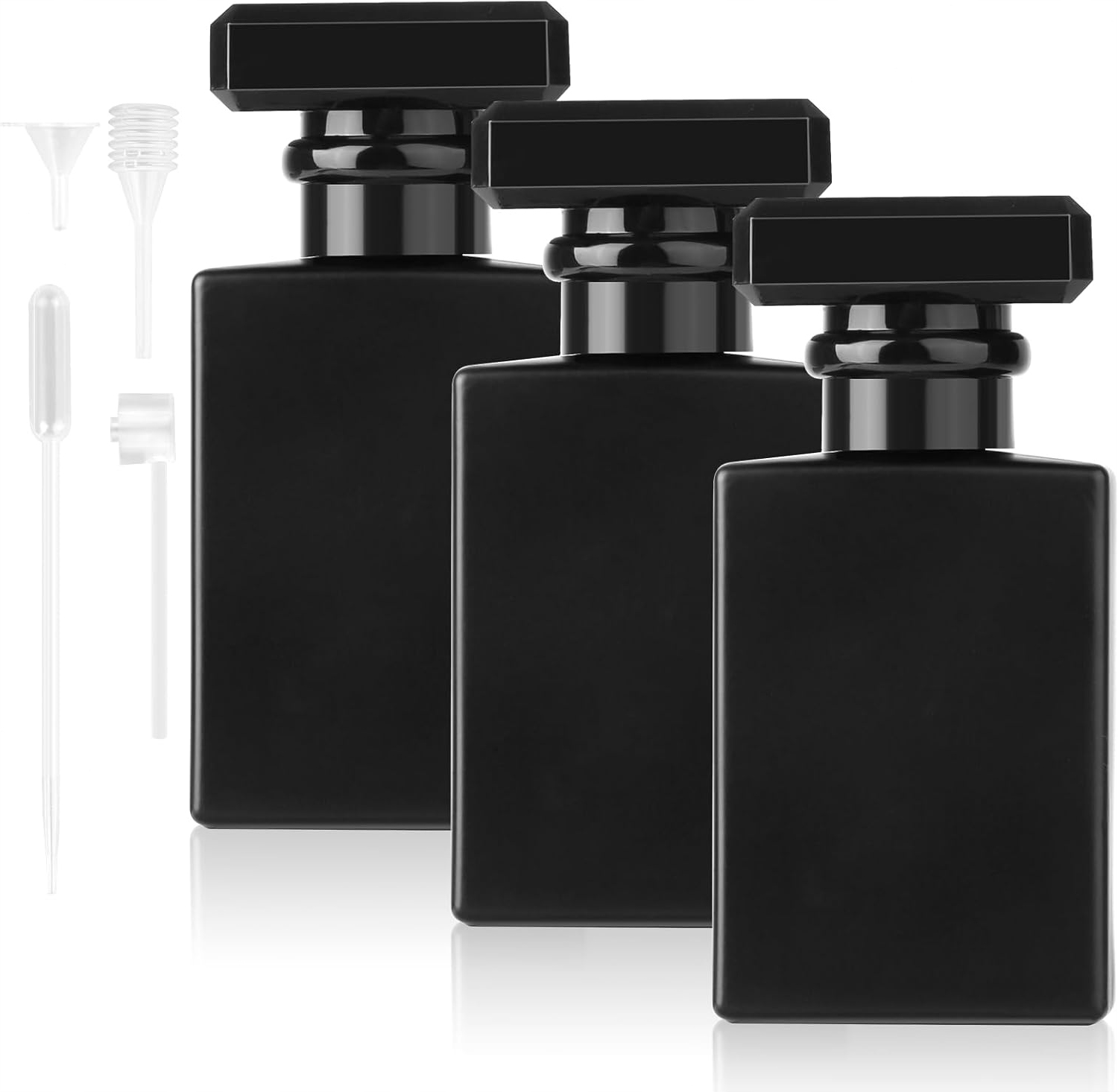 3 Skleněné Lahvičky Na Parfém 30 ML S Nálevkami A Černými Rozprašovači