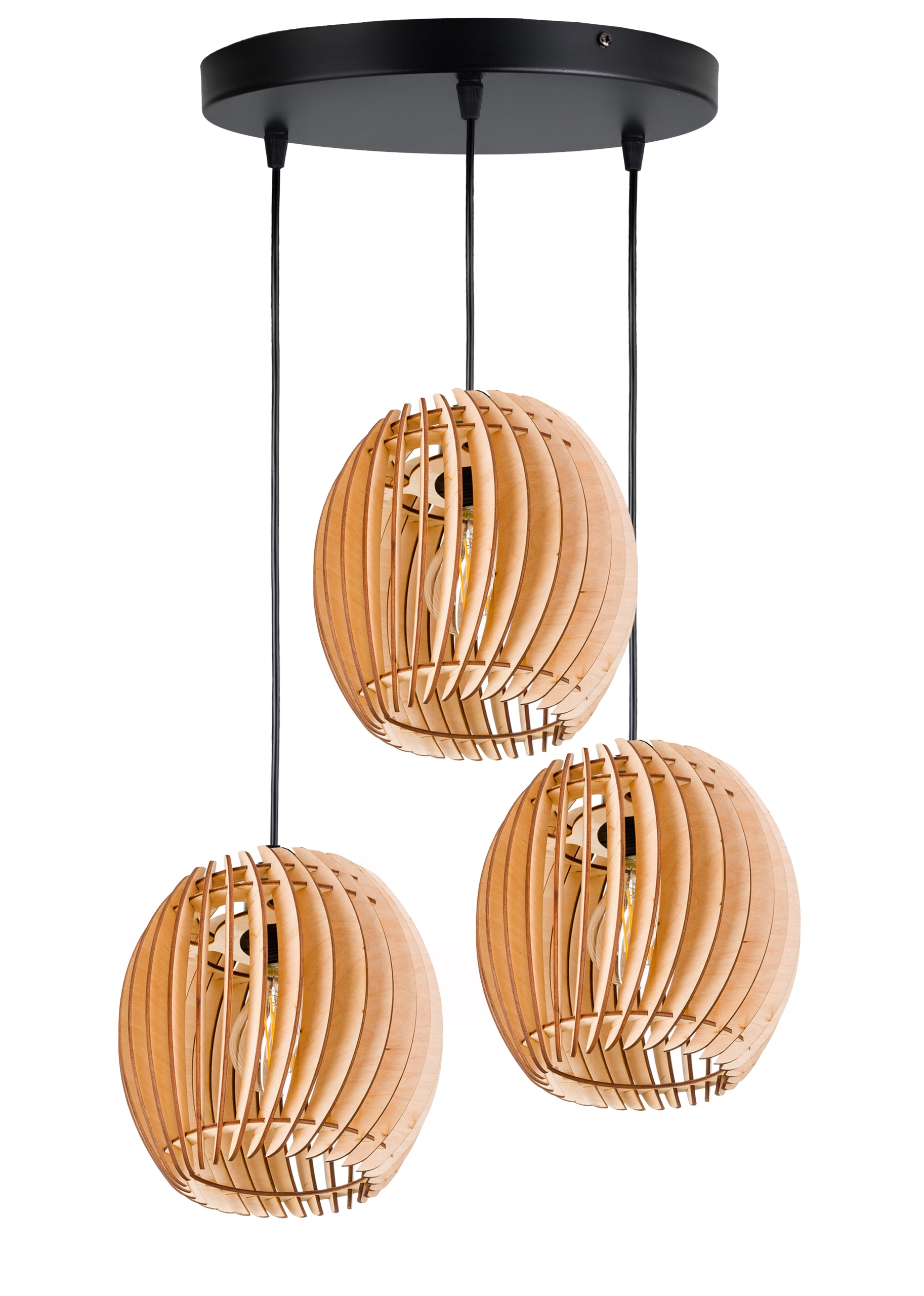 Závěsná Lampa stropní lustr Zwis stínidlo Beczułka dřevo na 3x E27