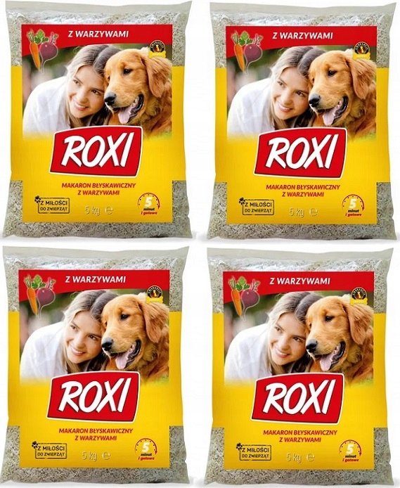 Levně Roxi Těstoviny Se Zeleninou Pro Psy 5 kg X 4 Kusy