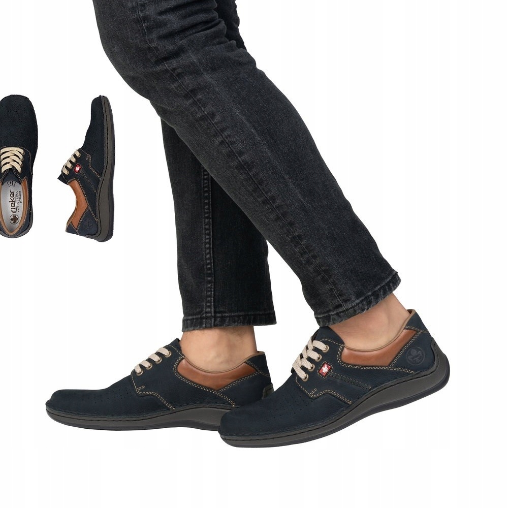 Rieker pánské polobotky s perforací na přední straně, velikost vel