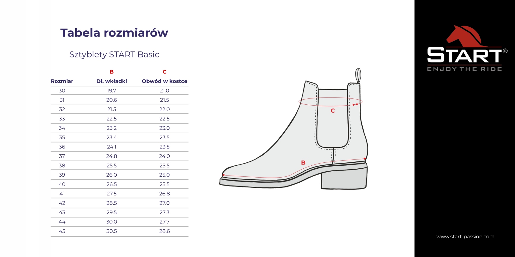 Sztyblety do jazdy konnej START Basic skórzane czarne 32 Marka Start