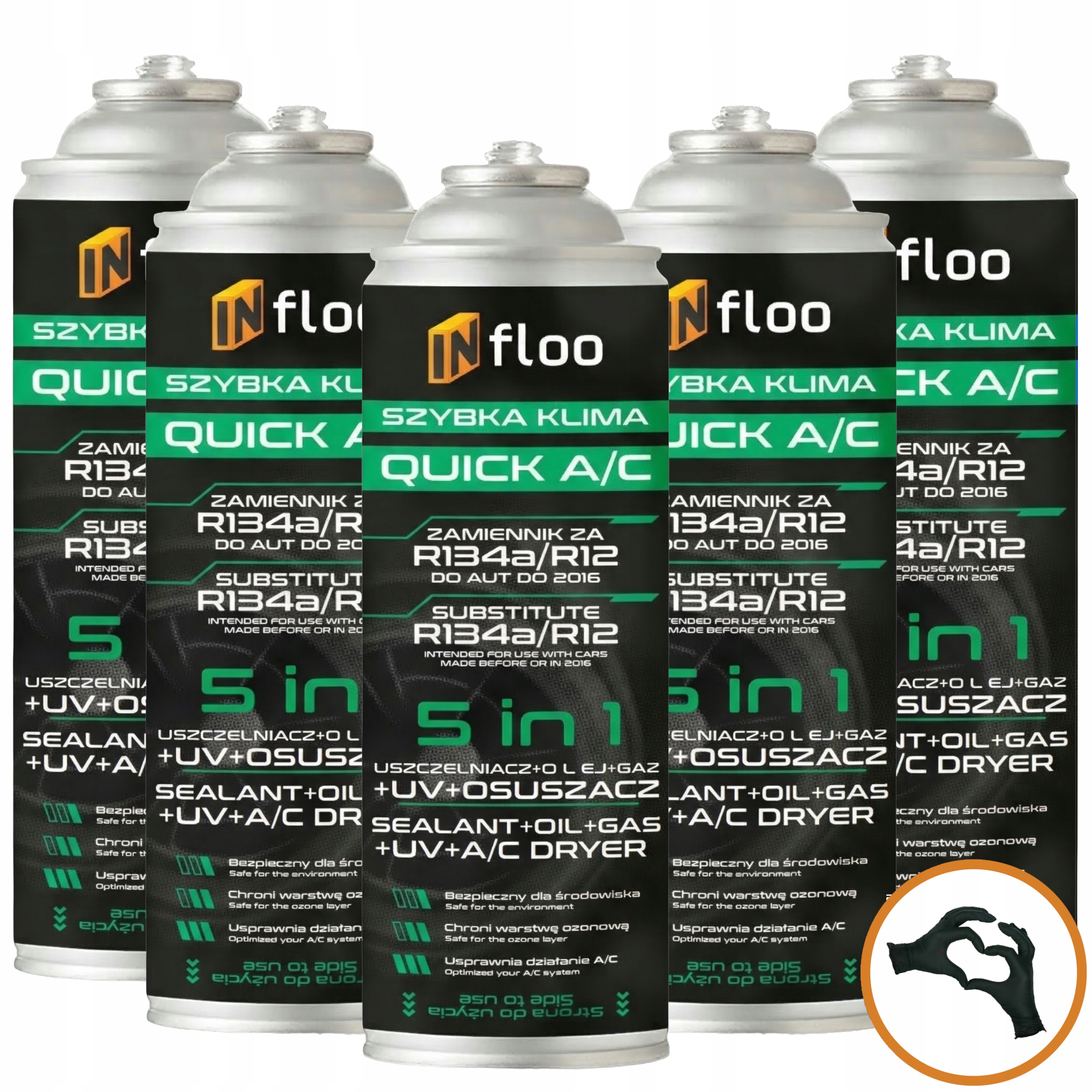 Infloo 5x5v1 Rychlé Klima R134a Gaz Olej Chladící Médium Pro Klimatizace