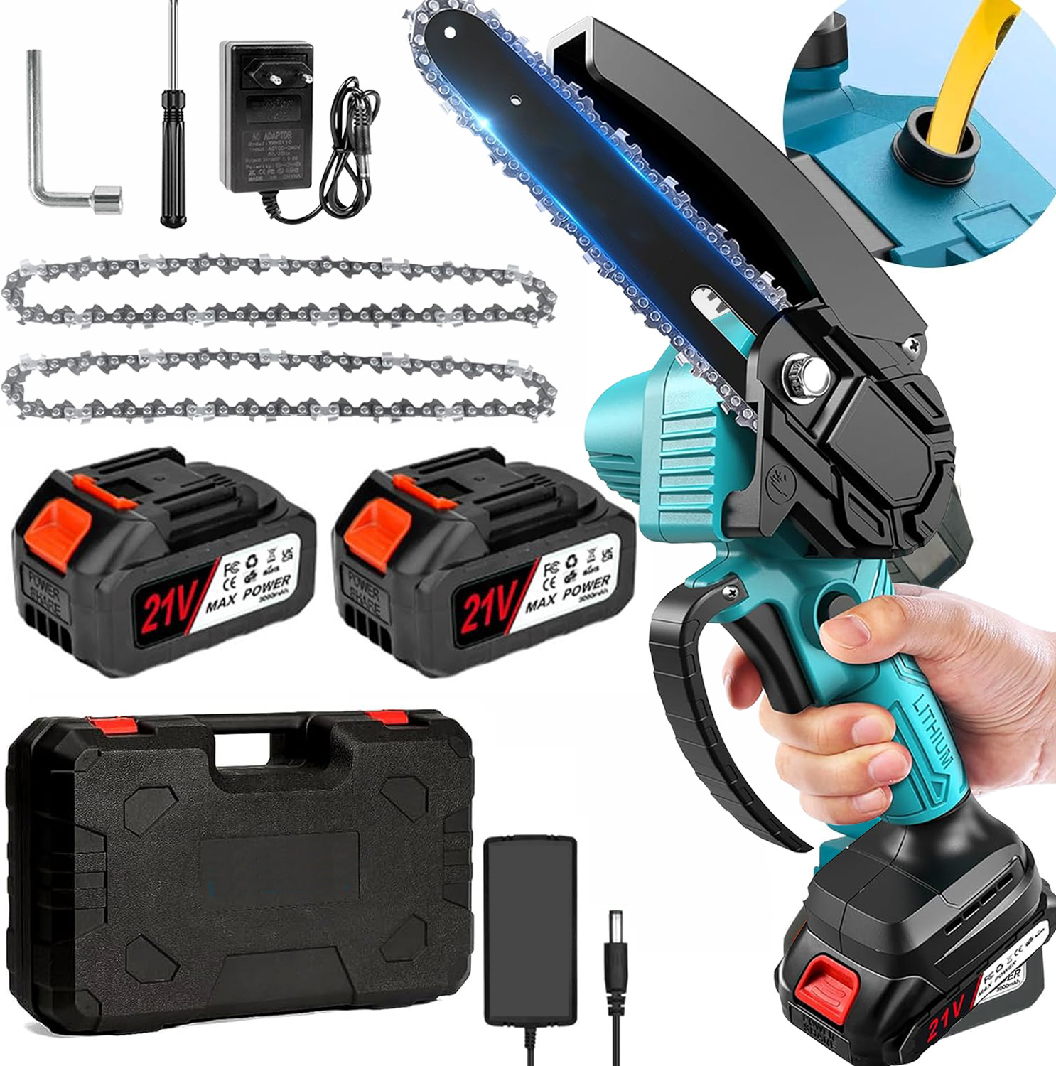 PIŁA łańcuchowa AKUMULATOROWA 6" pilarka BEZSZCZOTKOWA Smarowanie łańcucha Stan opakowania oryginalne