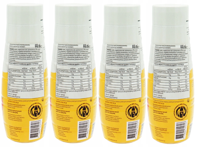 6x SYROP KONCENTRAT POMARAŃCZA MANGO ZERO DO SODASTREAM 9L NAPOJU z 440ml Marka SodaStream