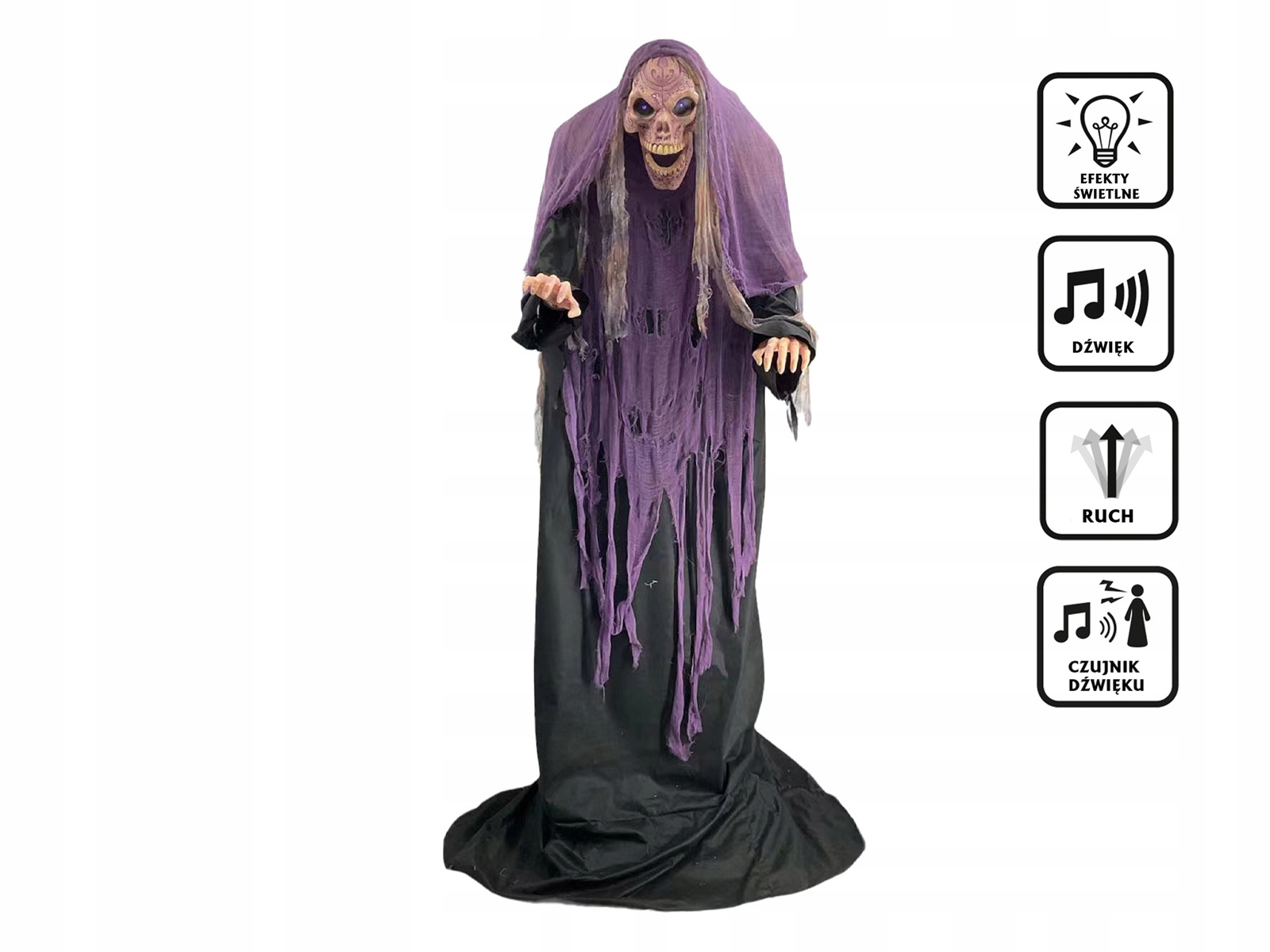 Dekorace Garbaty Kostra Přízrak 180 cm Halloween